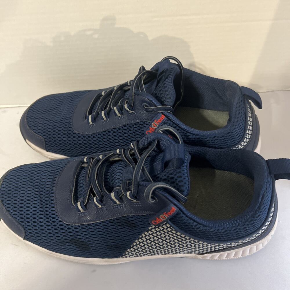 OrthoFeet 616 Edgewater Mens Size 12 (2E) Wide Shoes Navy Blue Stretch Walking - Picture 3 of 11